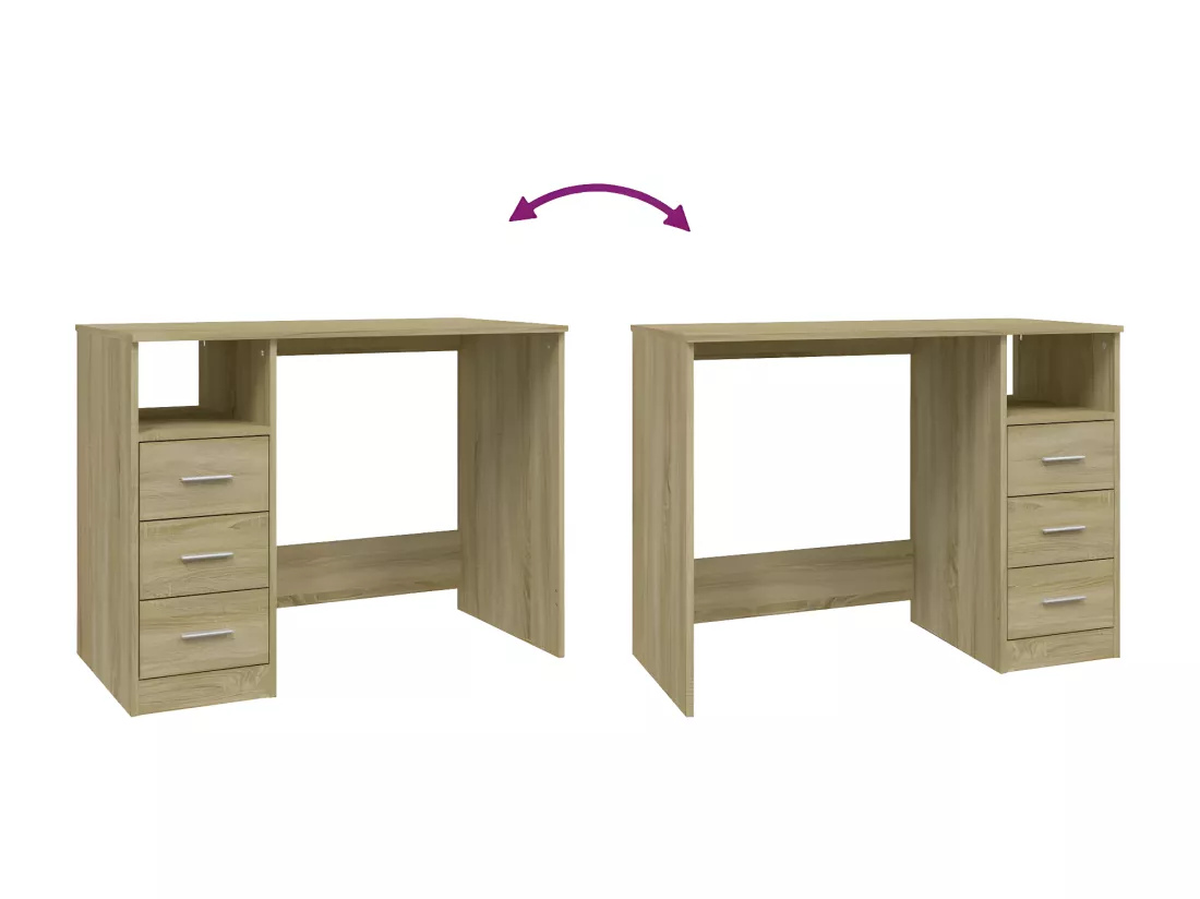Bureau avec tiroirs Chêne sonoma 102x50x76 cm Bois d'ingénierie