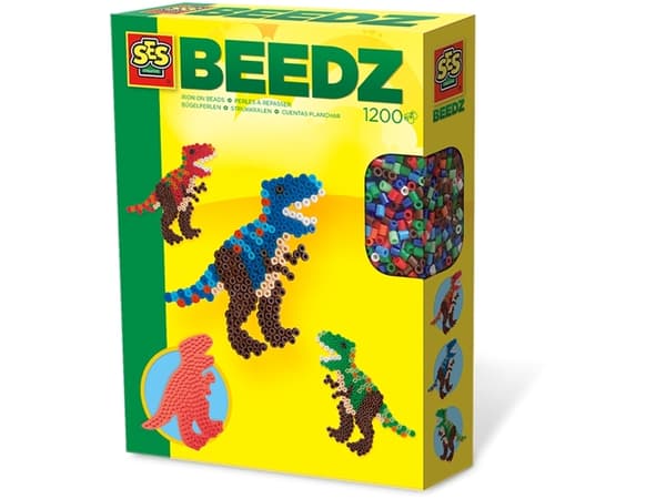 SES Creative Iron on beads T-Rex, 1200 stykker, 5 år, Gutt/Jente, Barn, Dinosaur, Assorterte farger
