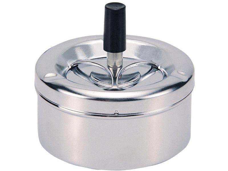 Dameco Aschenbecher mit Schleuderdeckel, Silber Drehascher aus Metall