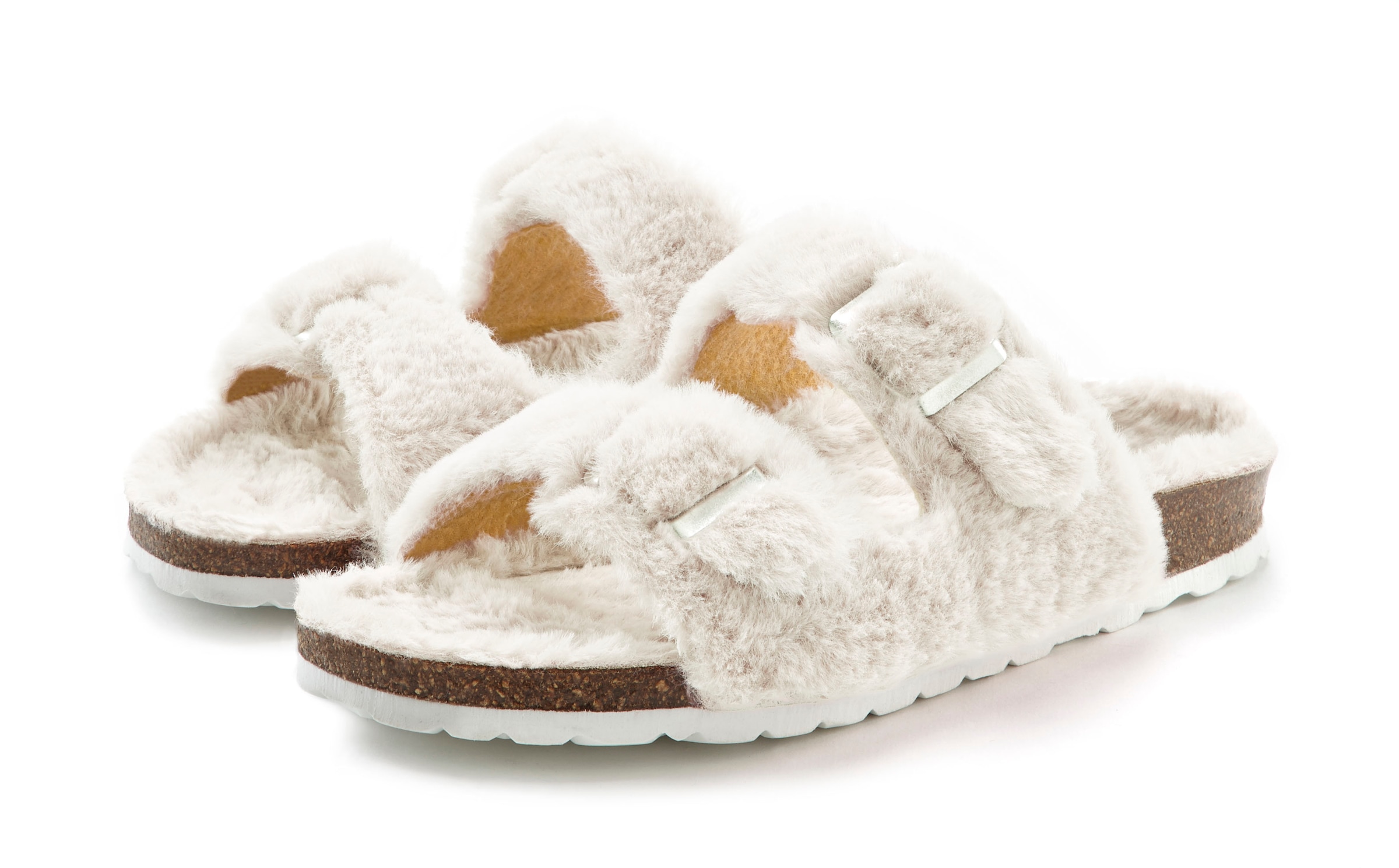 Vivance Hausschuh »Pantolette, Pantoffel,«  mit kuscheligem, warmen Fellimitat und Korkfussbett