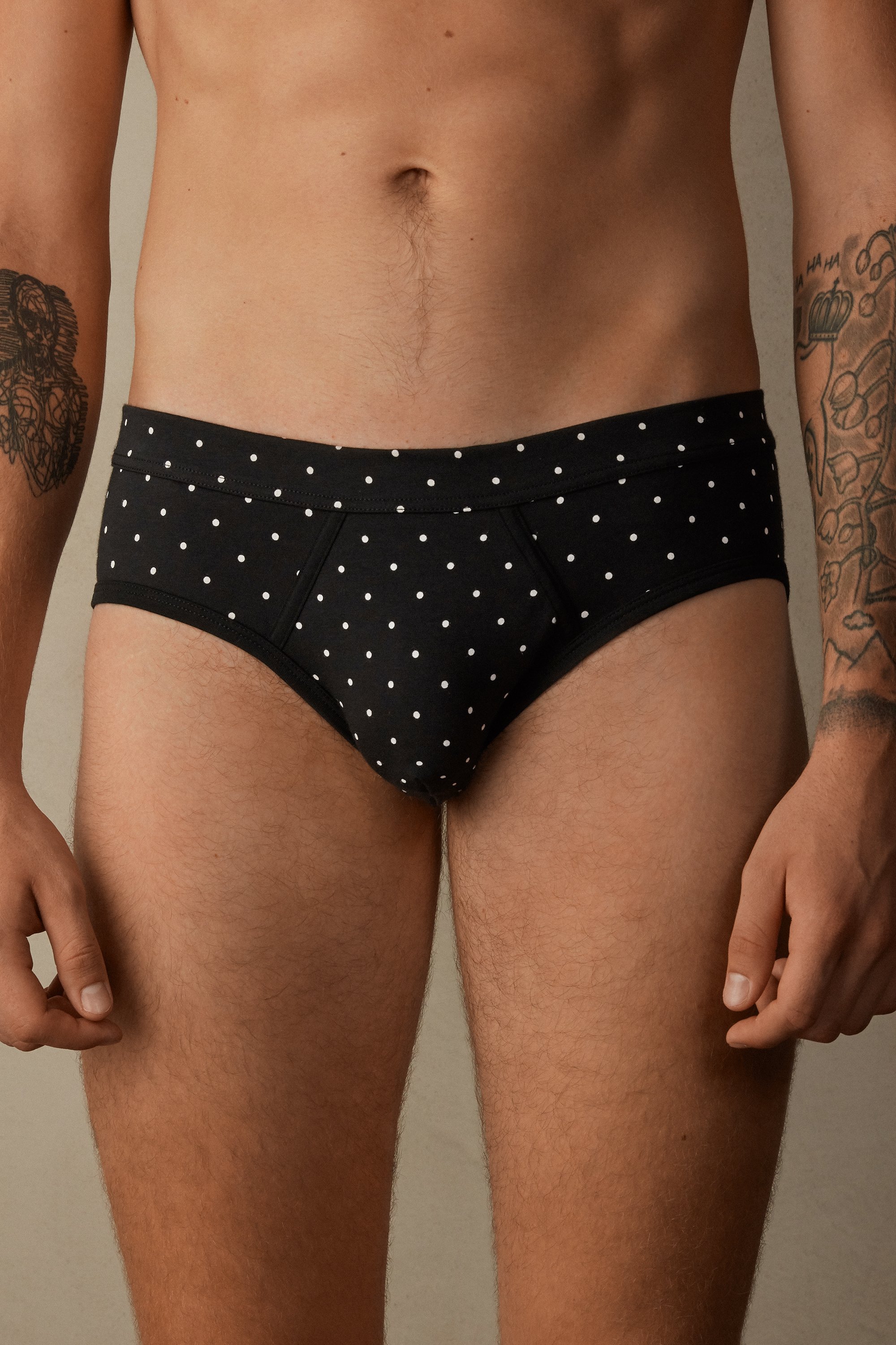 Cueca de algodão elástico Supima® com estampa de bolinhas