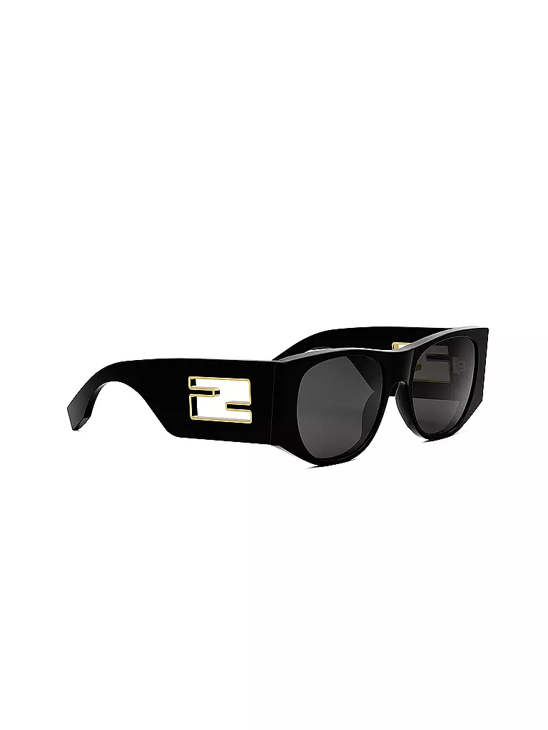 FENDI Baguette schwarze ovale Sonnenbrille schwarz