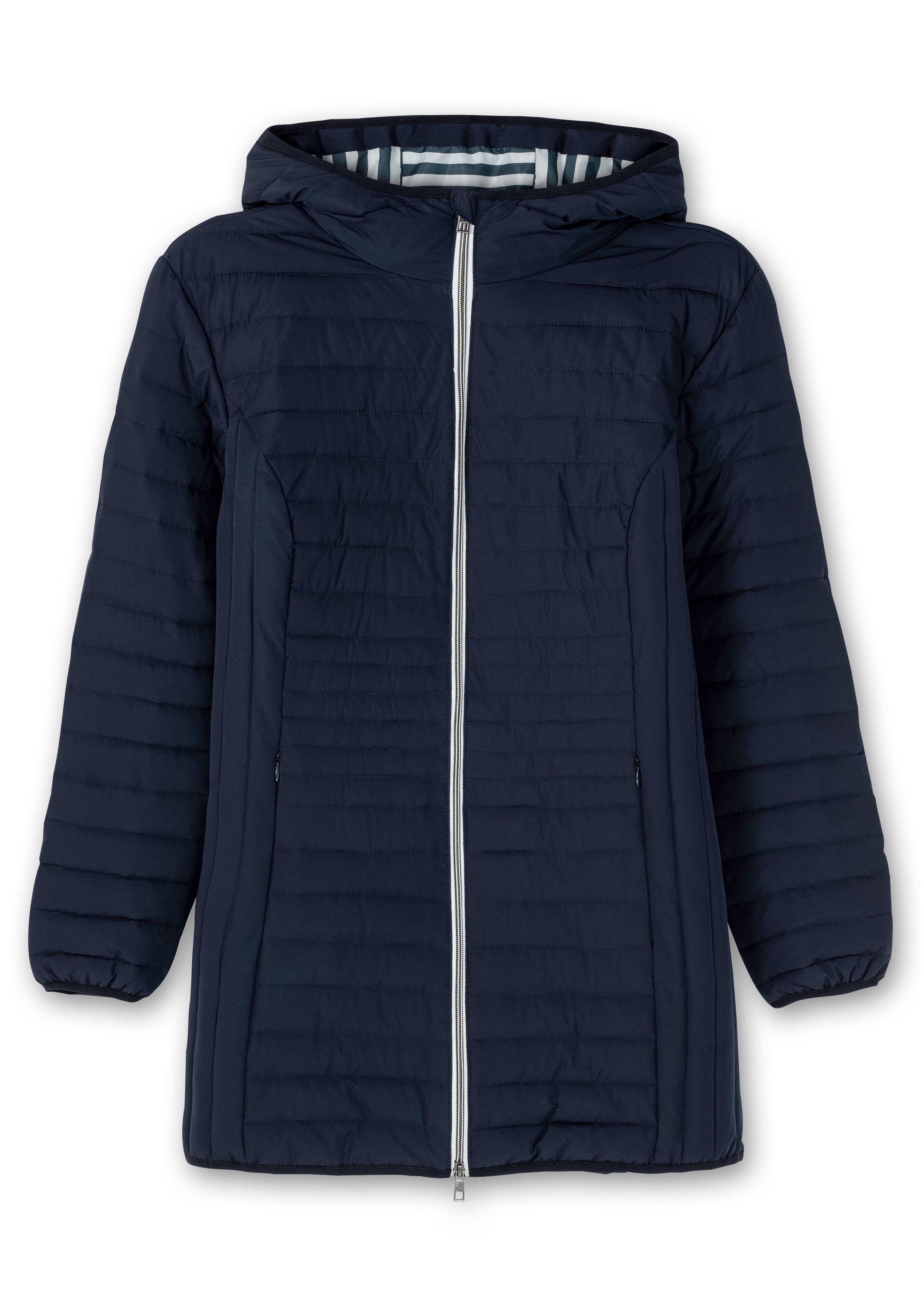Leicht wattierte Longsteppjacke mit Kapuze