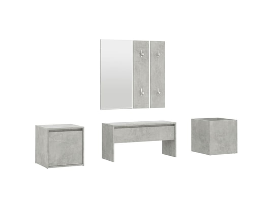 VIDAXL - Armoire Ensemble de meubles de couloir gris béton bois d'ingénierie