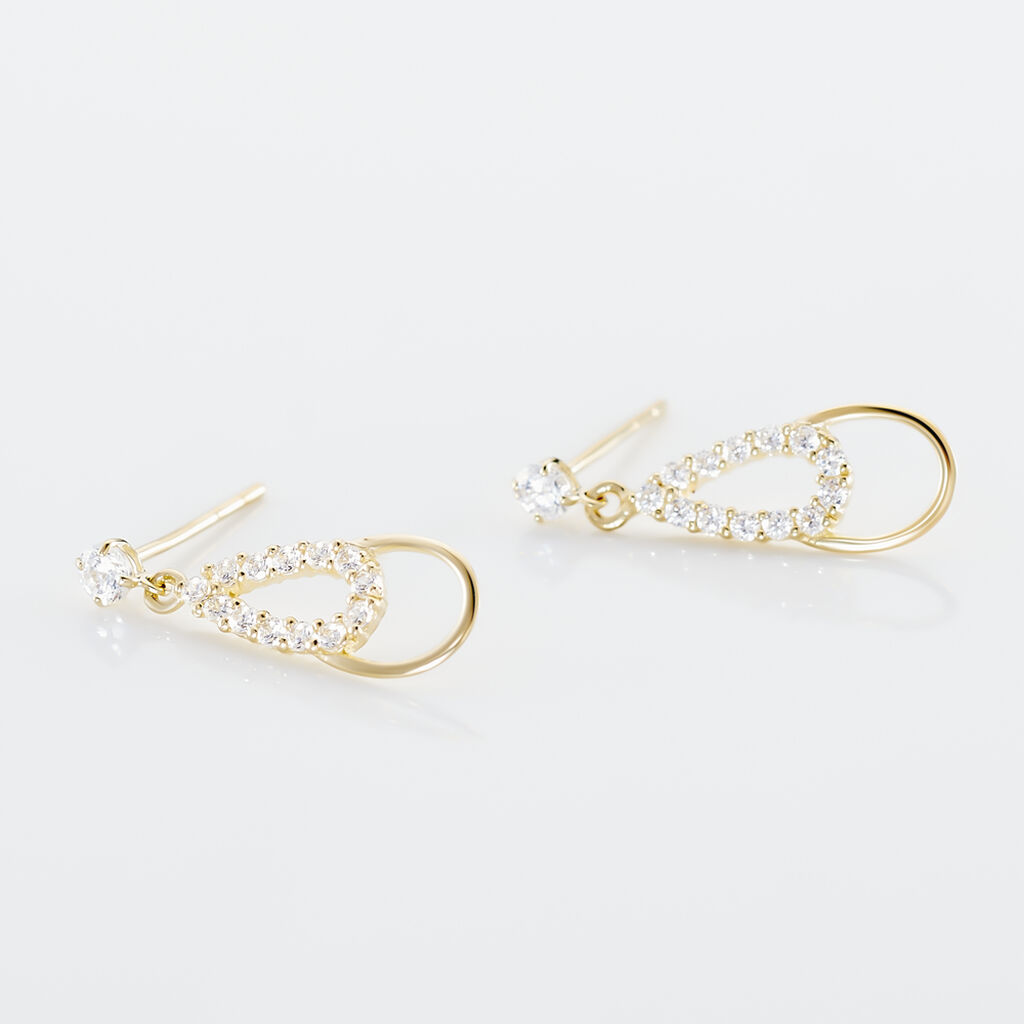 Boucles D'oreilles Pendantes Britain Or Jaune Oxyde De Zirconium