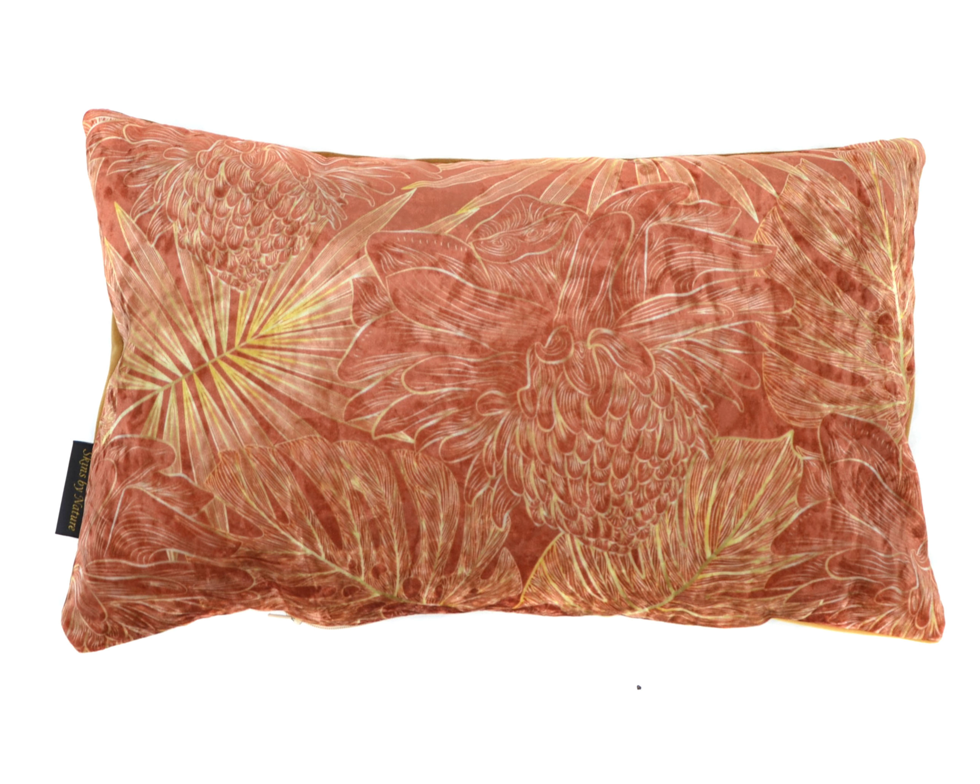 Kussen velvet Ginger bloem brique 30 x 50 cm