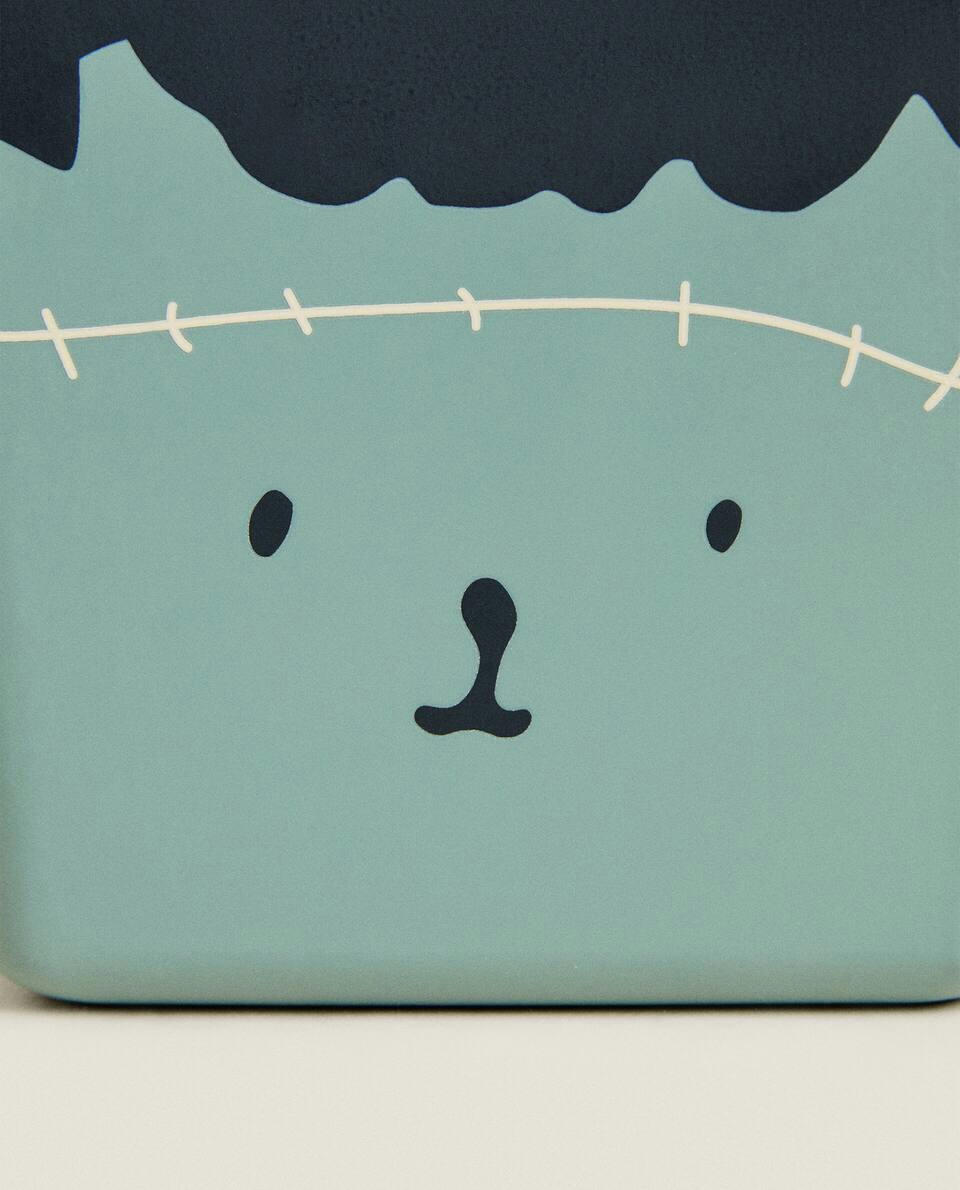 Tigela infantil de silicone em formato de Frankenstein para o Halloween