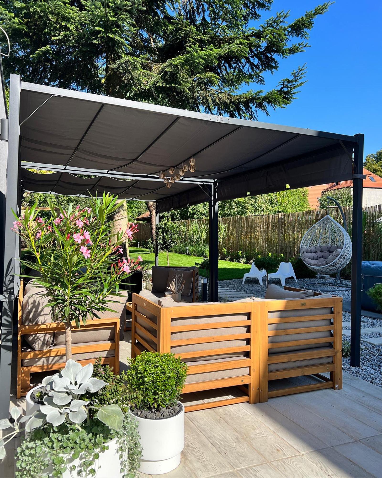 Paviljoen LED PARGA Metaal 310 cm 310 cm Donkergrijs