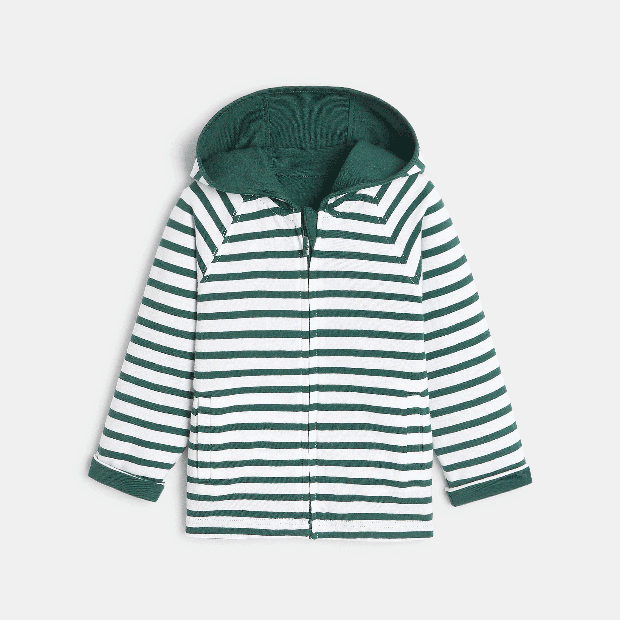 Sweat zippé à capuche réversible vert bébé garçon Vert