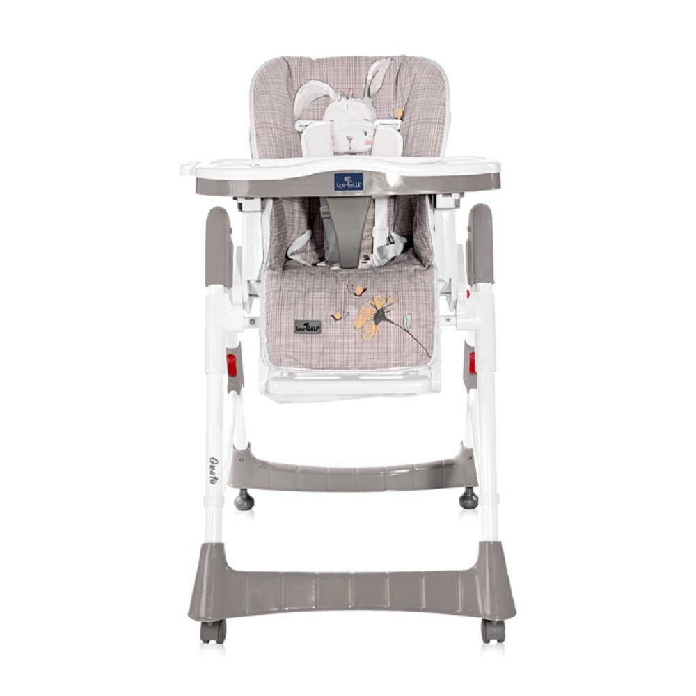 Lorelli Hochstuhl Gusto, klappbar verstellbar Tisch Bechervertiefung Sitzpolster beige grau