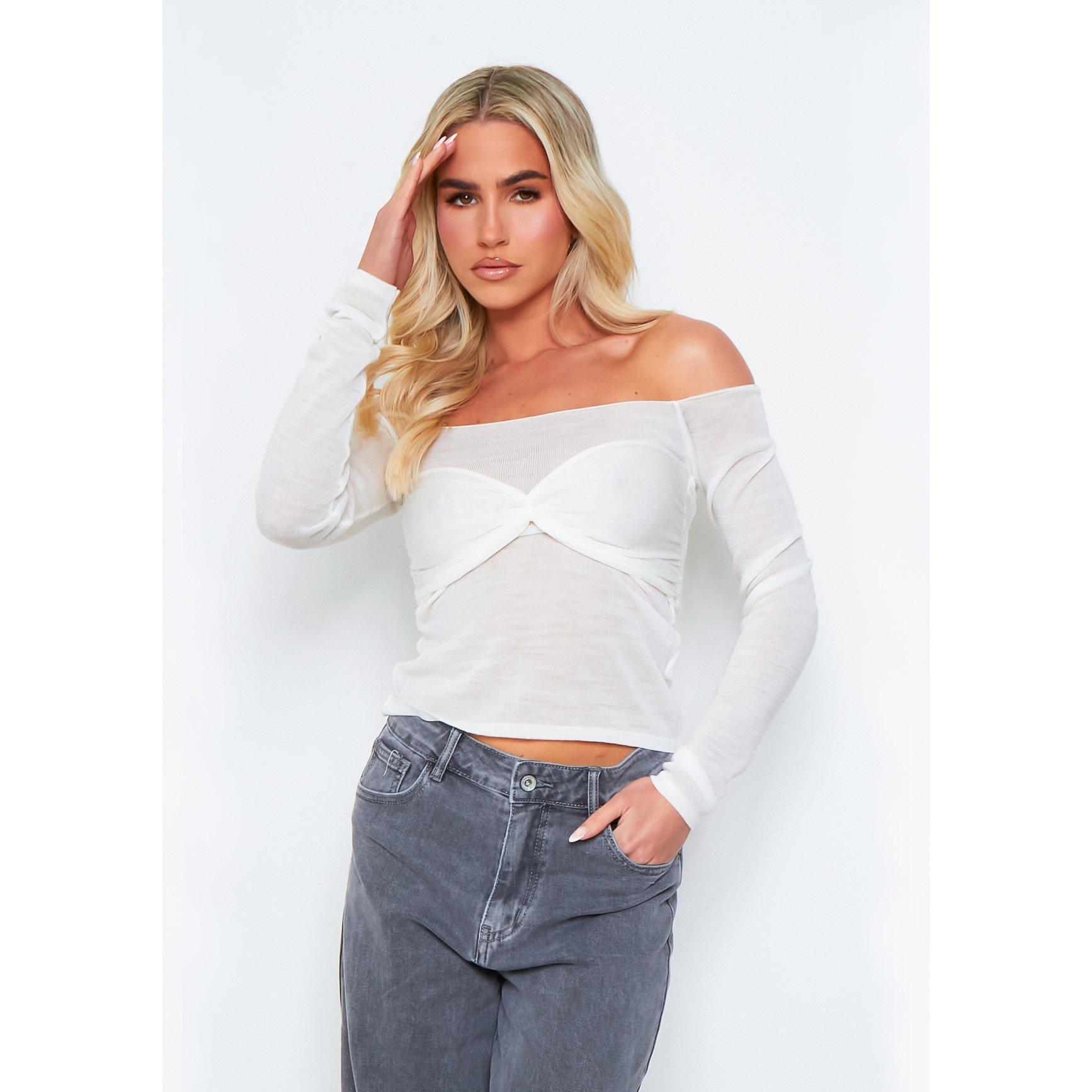 Missy Empire Relaxed Knit Overlay Bralet Jumper