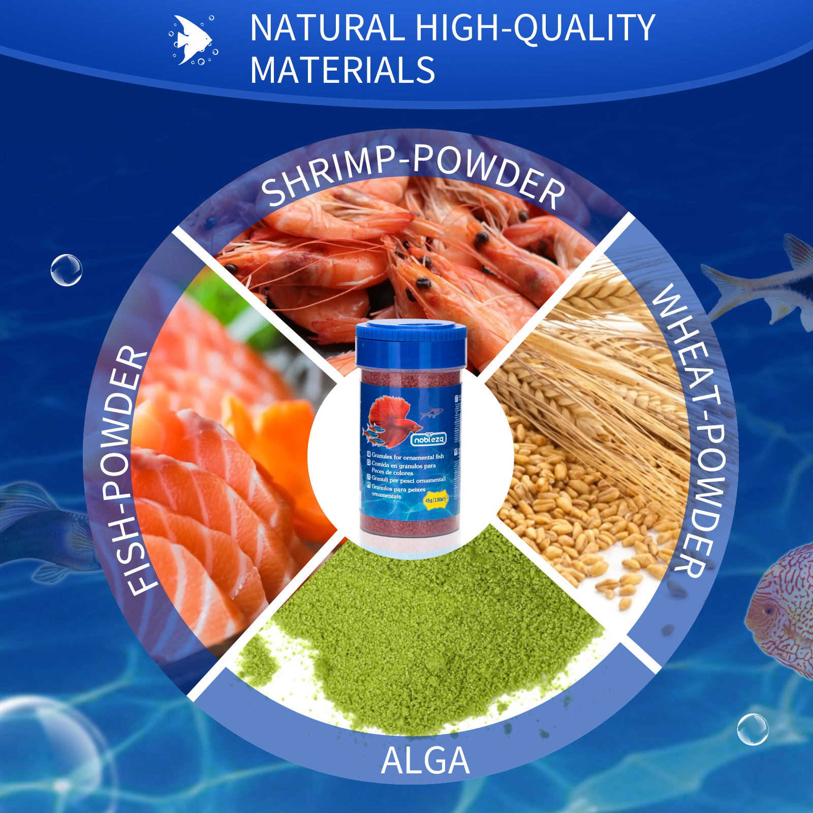 Nobleza - Alimento para Peixes Pequenos, Grânulos Macios de Afundamento Lento, 45g/100ml