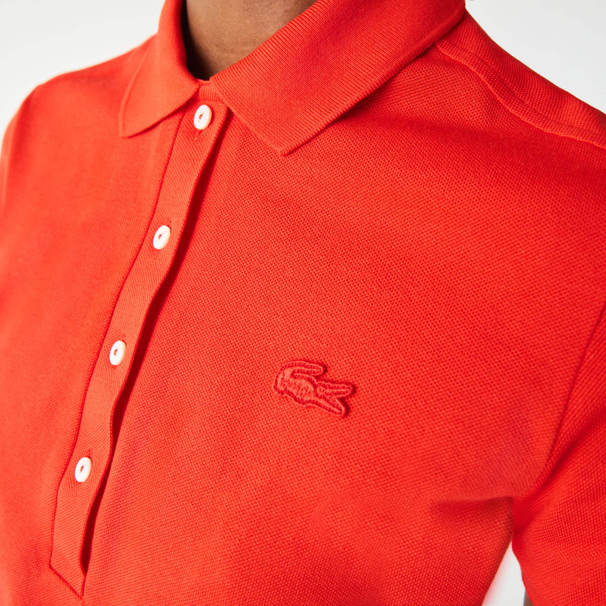 Slim Fit Damen LACOSTE Poloshirt aus Stretch-Baumwoll-Piqué Kurze Ärmel - Rot - Lacoste - Damen