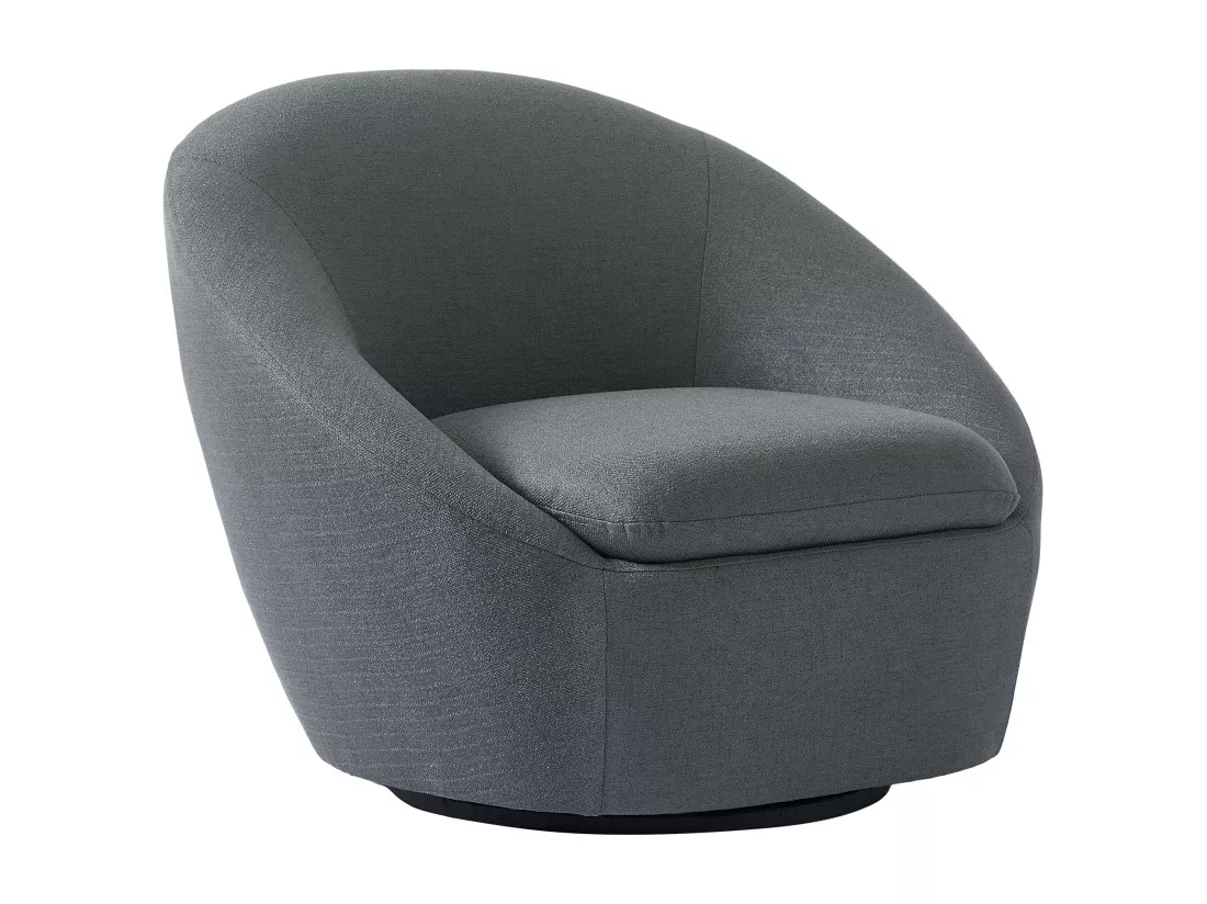 Fauteuil pivotant arrondi en tissu gris LACARA II