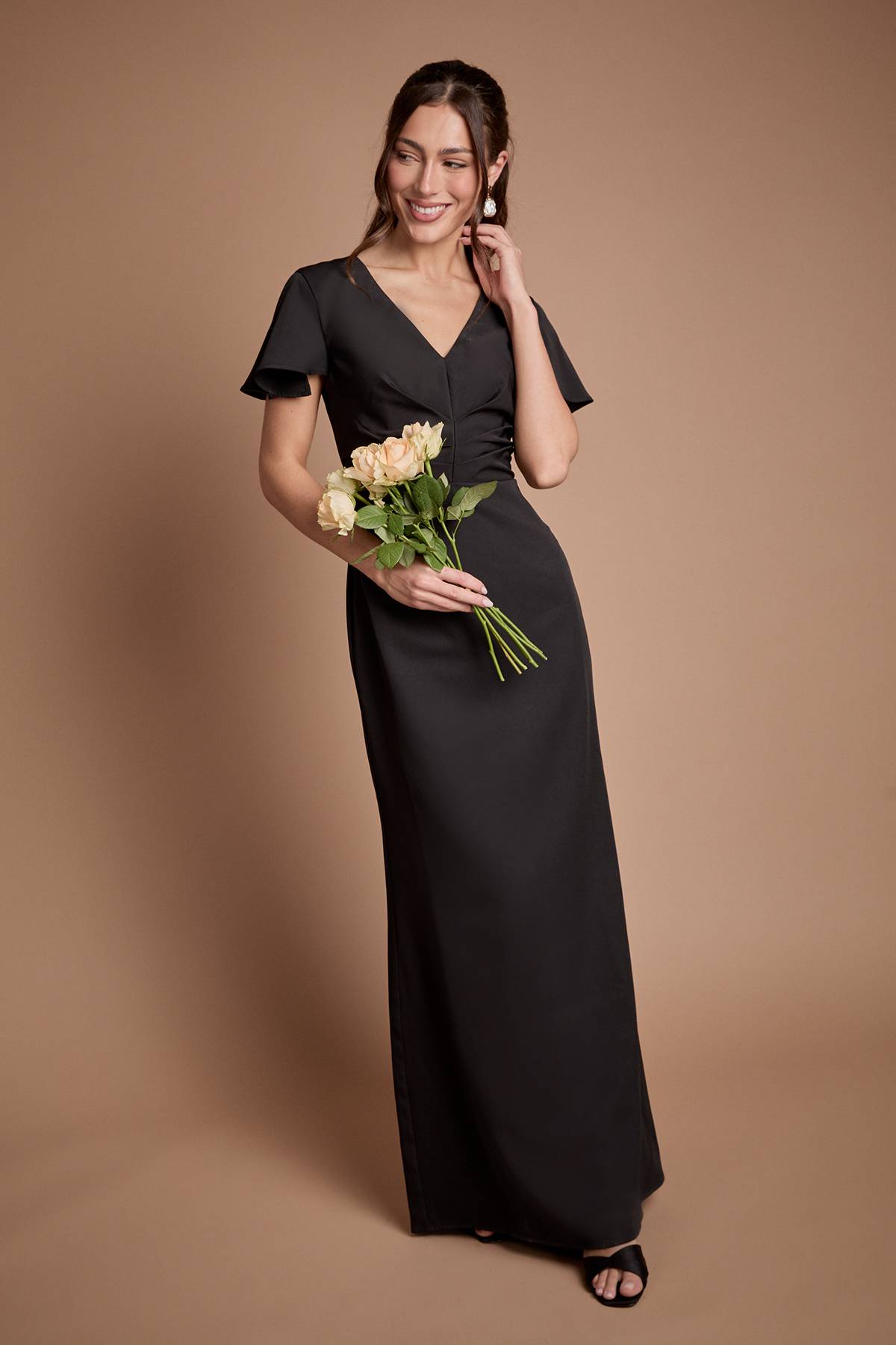 Coast Robe Longue De Demoiselle D'honneur En Crêpe Avec Détail Plissé