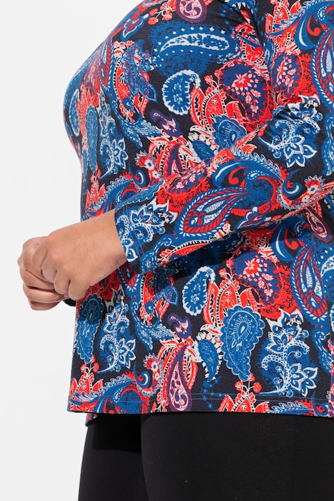 Shirt, Paisleymuster, A-Linie, Rundhals, Langarm