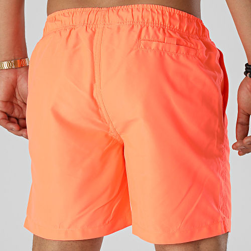 Short De Bain Logo Orange Fluo Noir