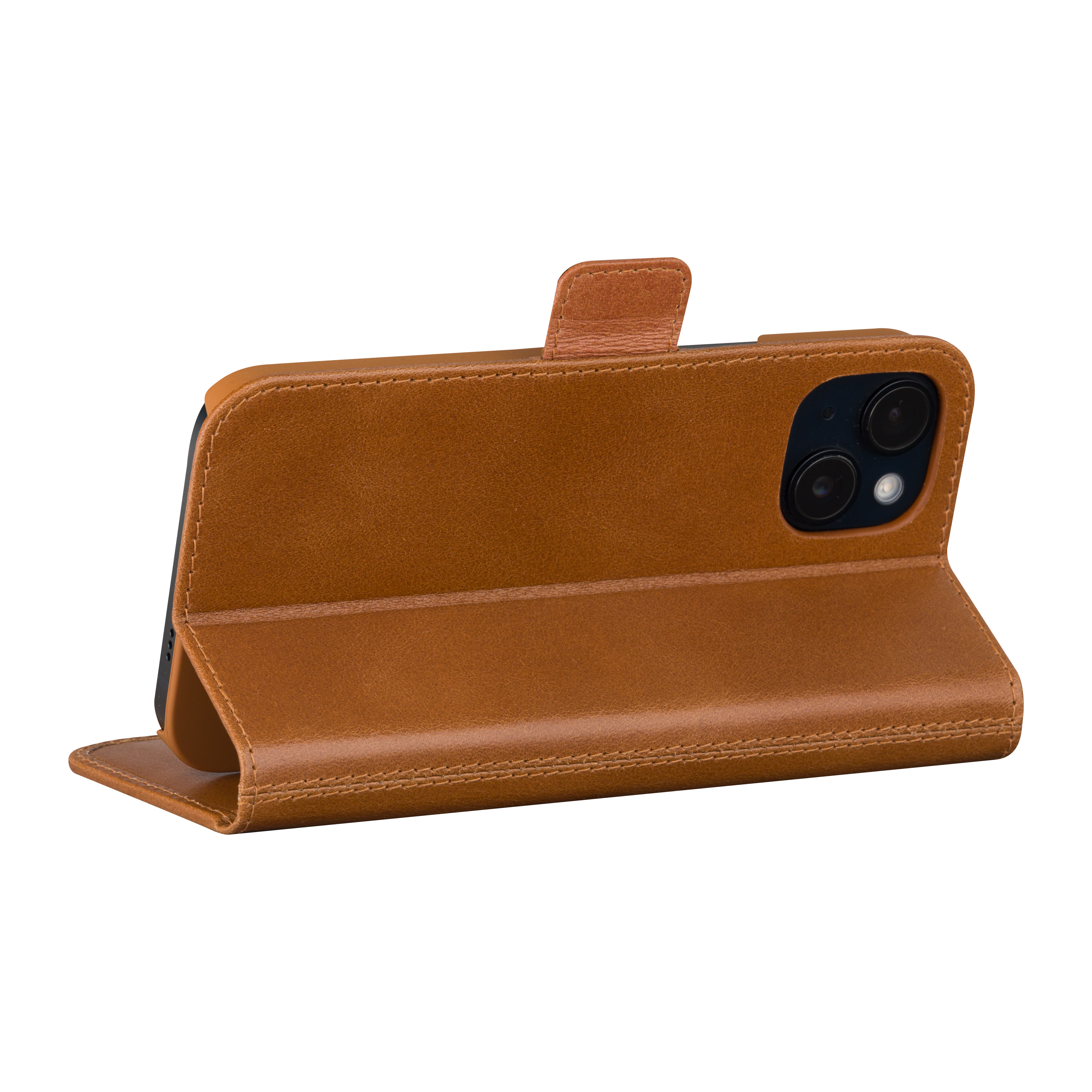 iPhone 15 Echtleder Tasche mit RFID Schutz Copenhagen (CO61GT001820) - Tan