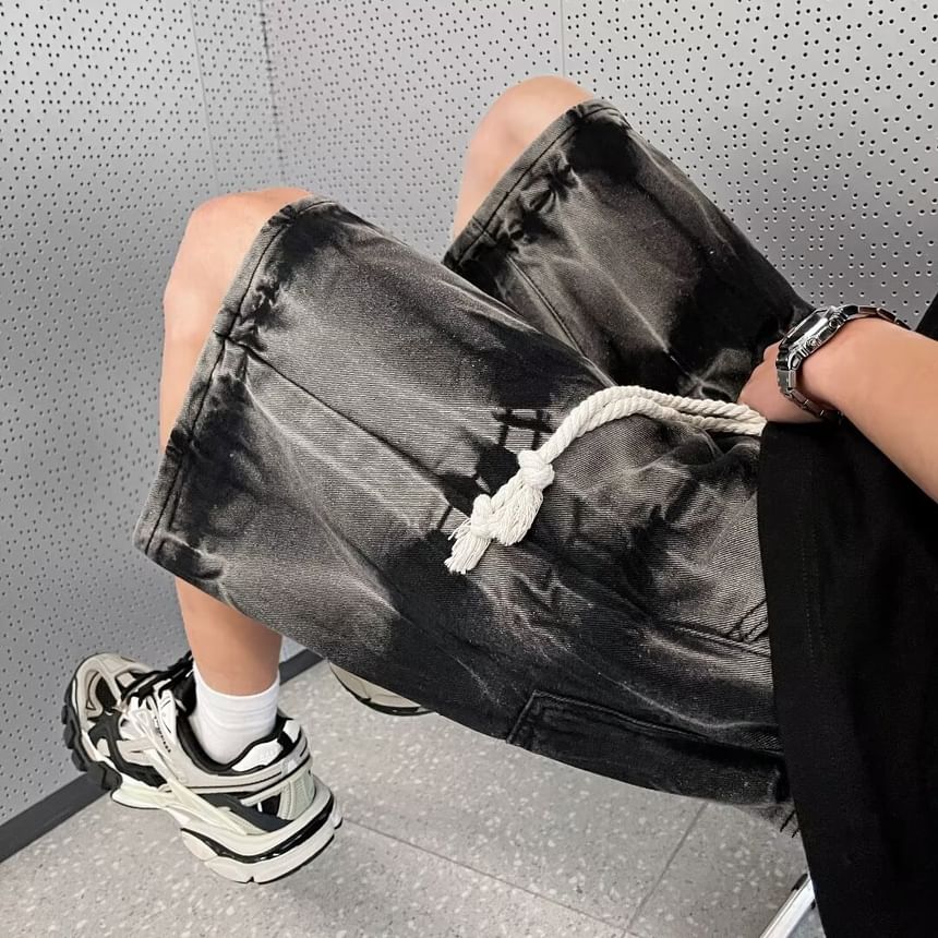 Breeson - Denim shorts met halfhoge taille en patroon