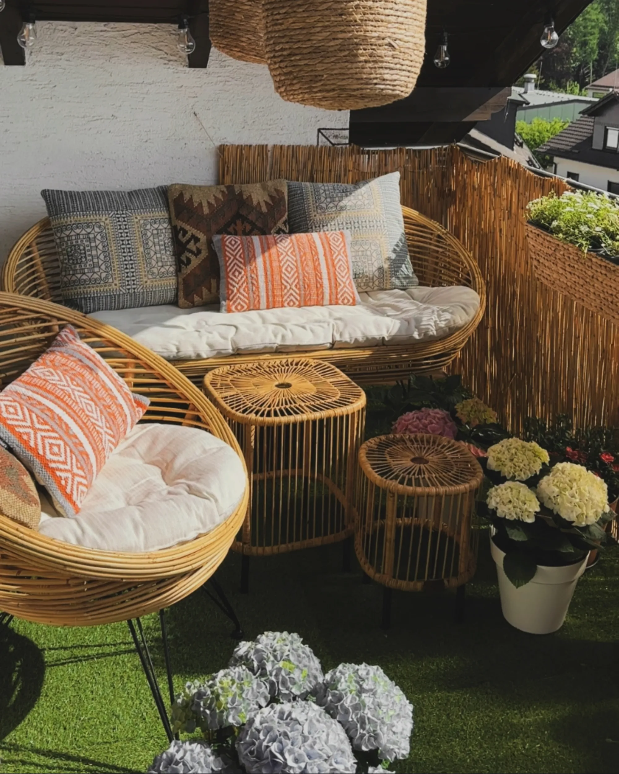 Loungeset met tafel 3-zits MARATEA/CESENATICO Rotan Natuurlijk