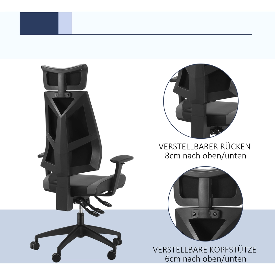HOMCOM Bürostuhl dicke Polsterung, ergonomisch geformt, gemütliche polsterung Schwarz