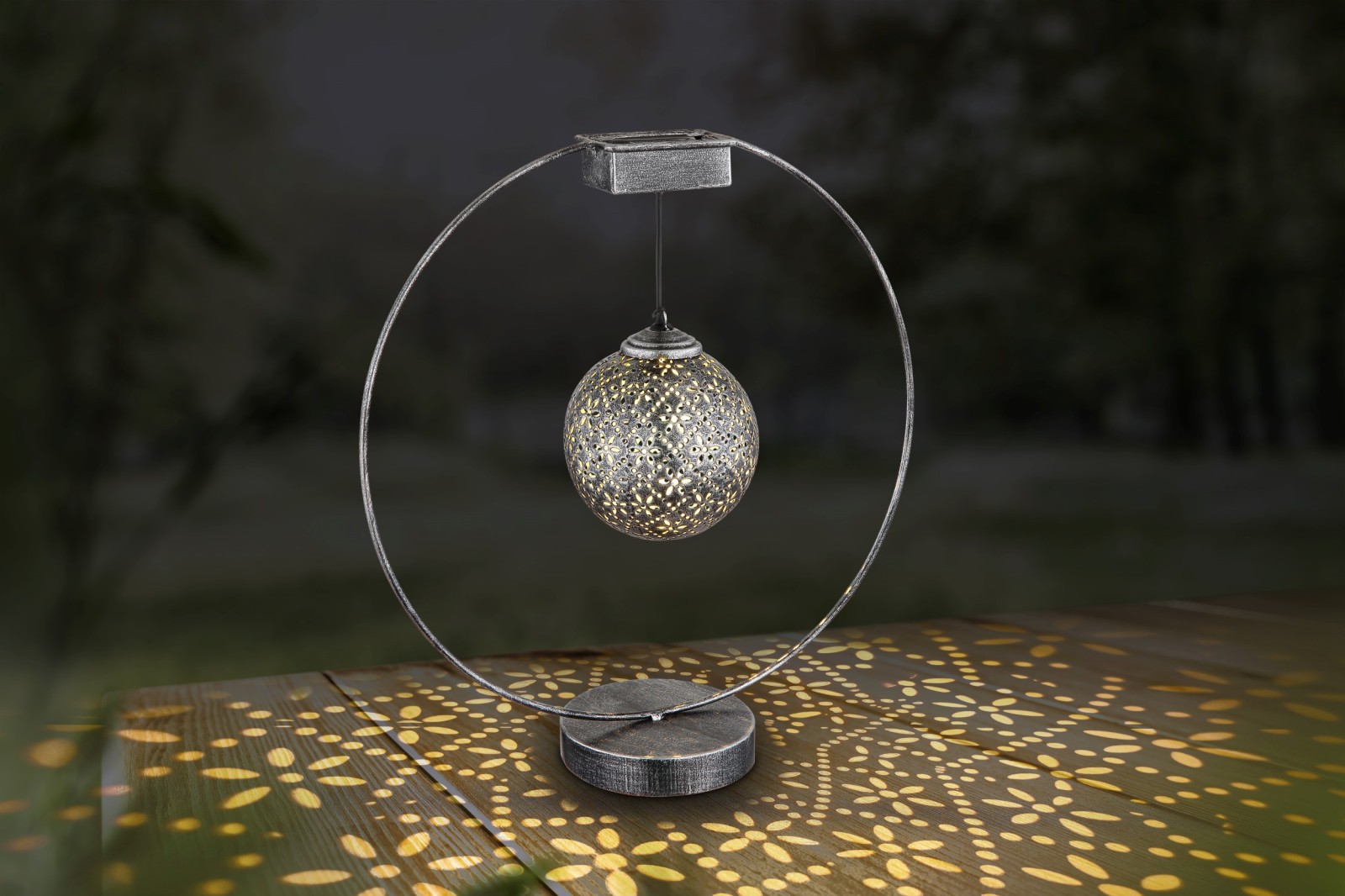 Solarleuchte - silber antik - Metall - 30 cm breit
