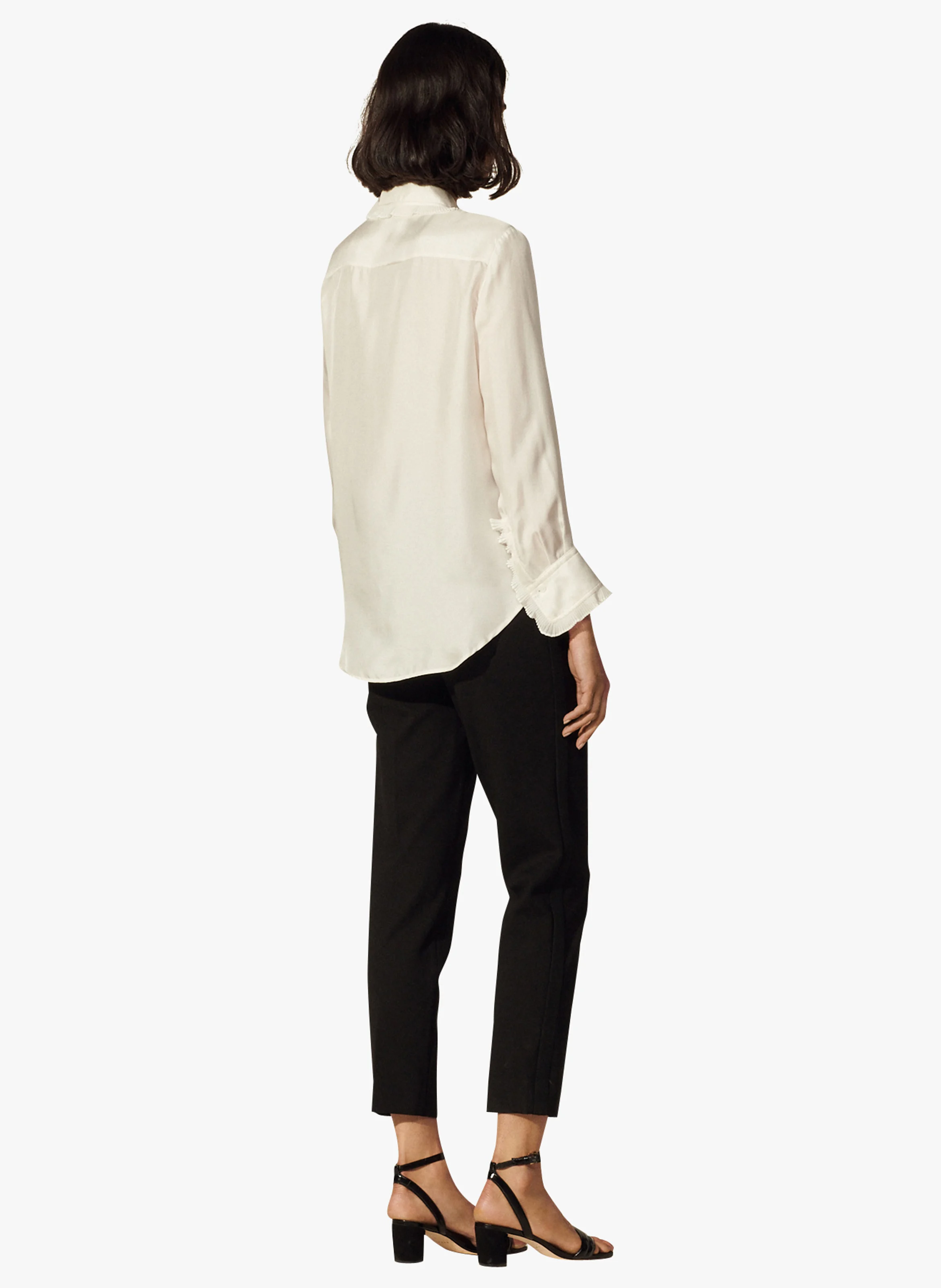 Chemise col classique en soie | Blanc