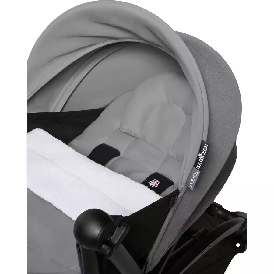 BABYZEN Kinderwagen YOYO2 0+ Black mit Neugeborenenaufsatz inkl. Textilset Grey