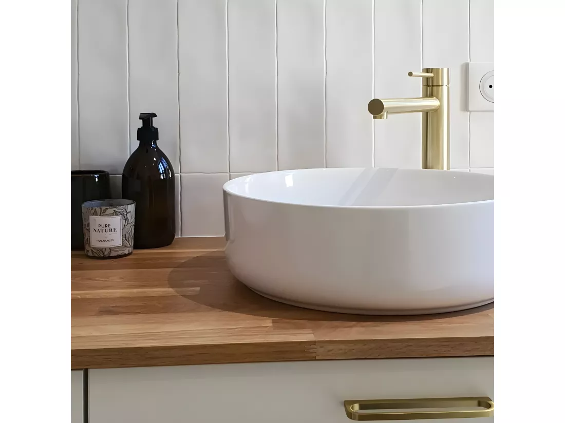 Luisa mitigeur lavabo haut or brossé - Essebagno