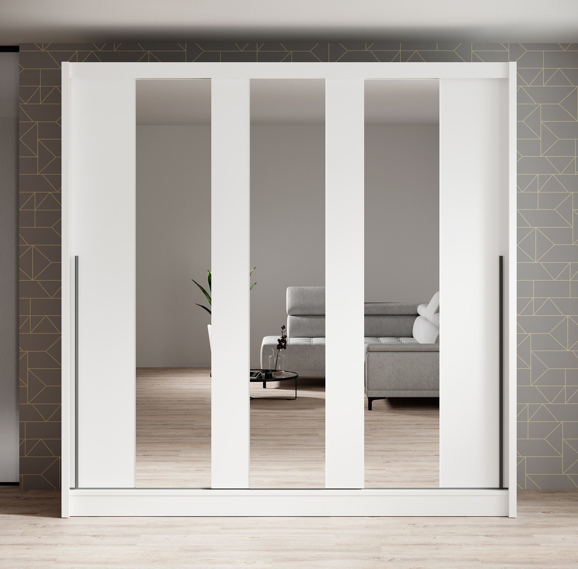 Alcamo 3 - Kledingkast met schuifdeuren - Wit - 205x63x205 cm
