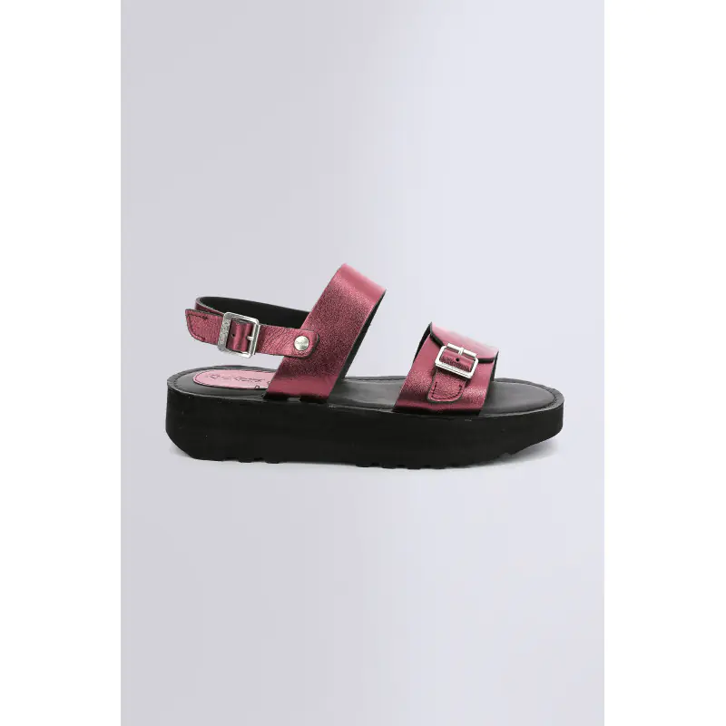 KICK HIGHLIGHT ROUGE METALLISE SANDALES Cuir Femme