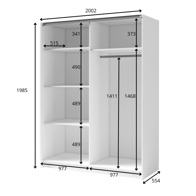 Home affaire Kleiderschrank »Kleiderschrank Camden mit Spiegel, 4 Einlegeböden und Kleiderstange« Garderobe mit 2 Schwebetüren und Lamellen, BxHxT 200,2x198,5x61,6 cm