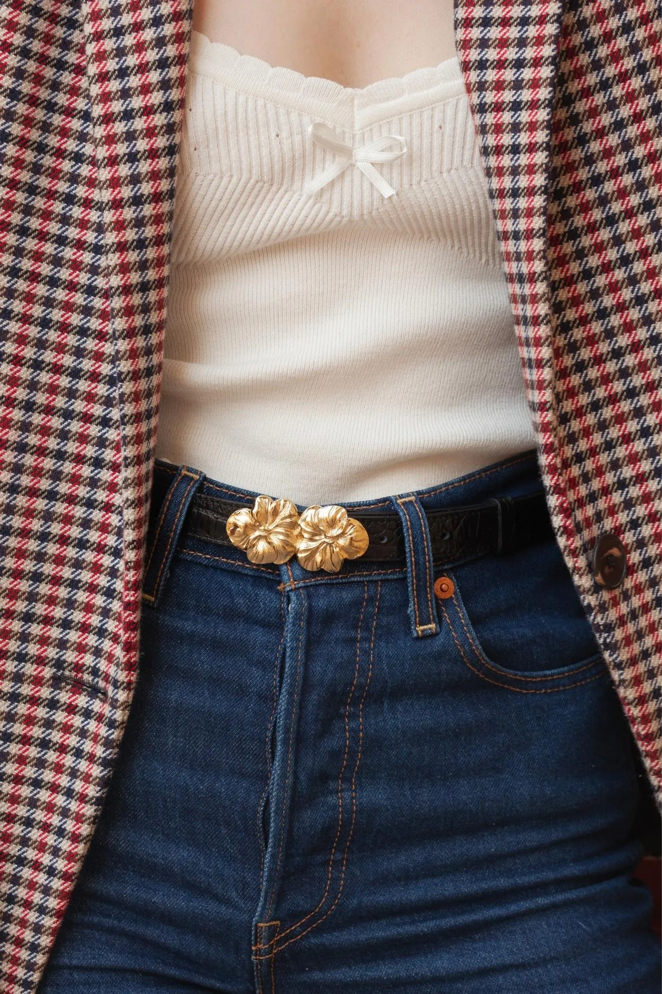 Ceinture en cuir croco Adèle Fauvette