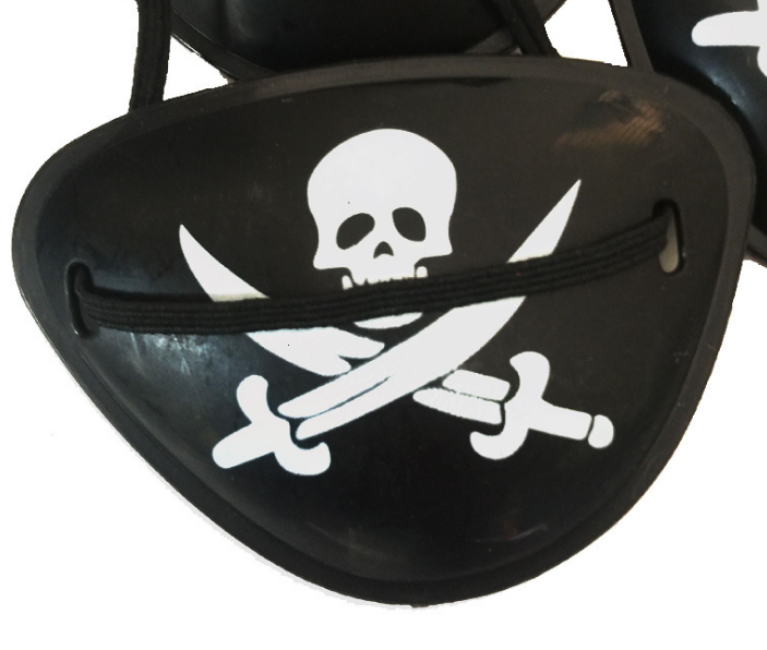 Piraten Augenklappe Fasnachts Kostüm Zubehör Motto Party Accessoire Halloween Foto Requisite mit Gummizug - Totenkopf