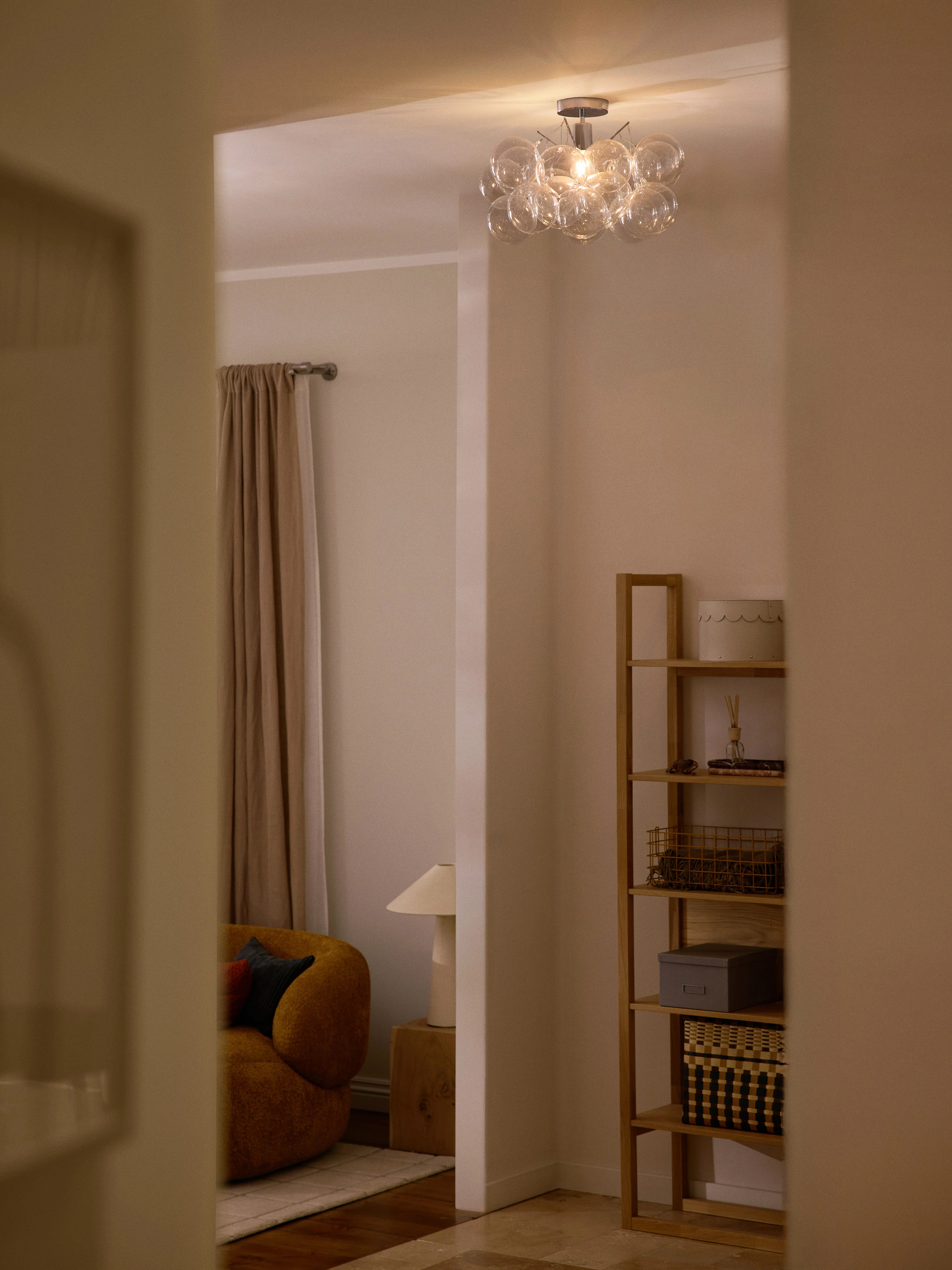 Plafondlamp Bubbles met glazen bollen, chroomkleurig