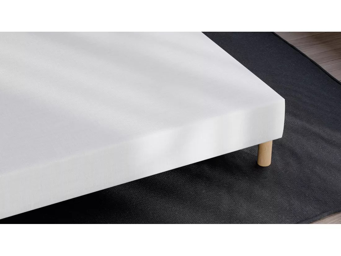Sommier Tapissier 140x190 - Bois de Pin Renforcé - Hêtre Massif - Blanc - Haute qualité - Anti-bruit - Résistant - Promoto Douce Lune