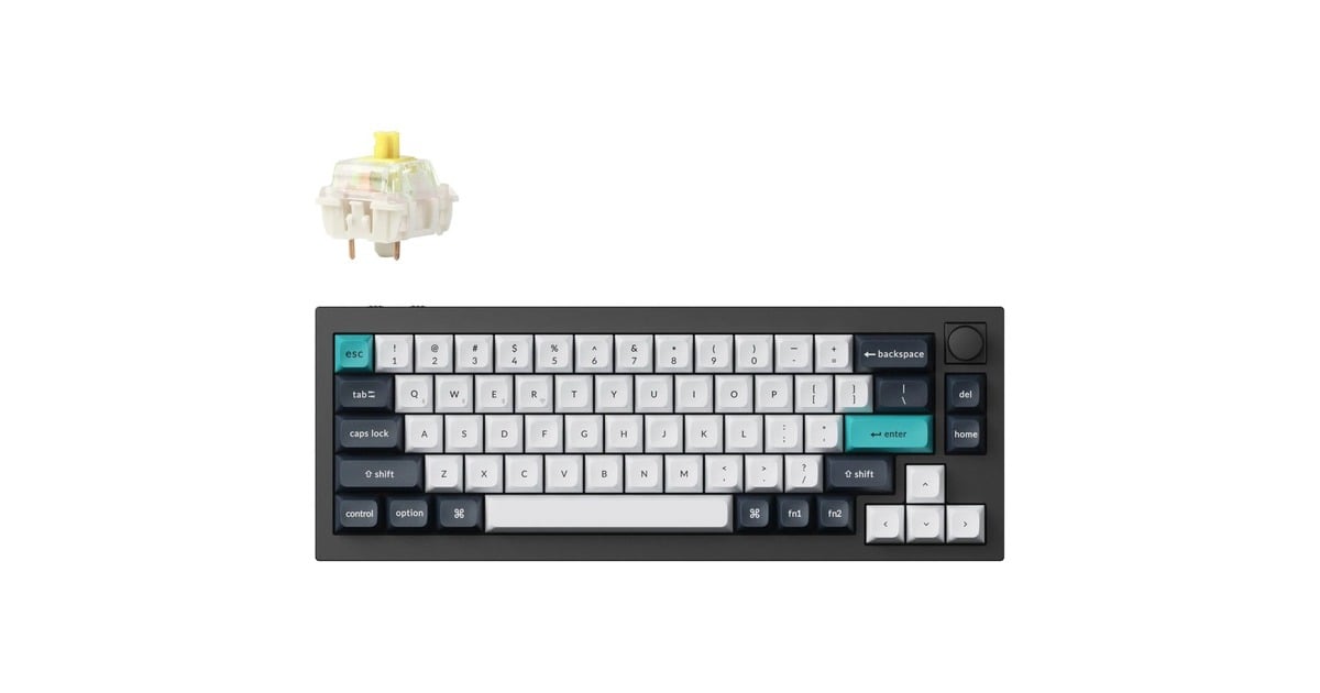 KeychronQ2 Max-M4, toetsenbord  (Zwart, US lay-out, Gateron Jupiter Banana, RGB leds, 65%, KSA double-shot PBT, hot swap, Knob, 2.4GHz | Bluetooth 5.1 | USB-C)