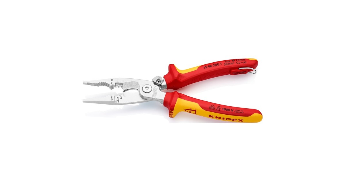 KNIPEXElektro installatietang 13 96 200 T  (Rood/geel)