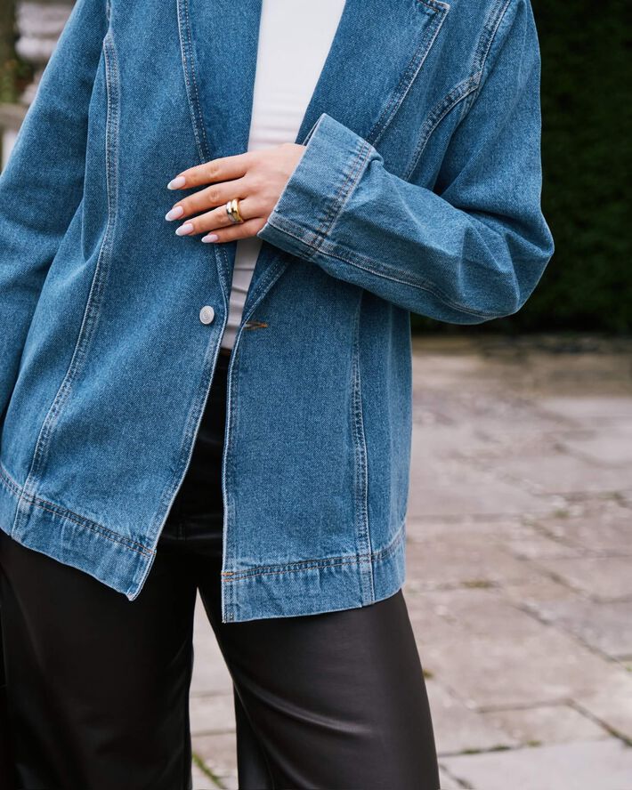 Neo Noir Dimma Denim Blazer Blue