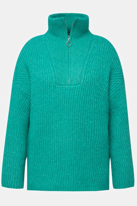 Troyer, Pullover, oversized, Rippstrick, Troyerkragen