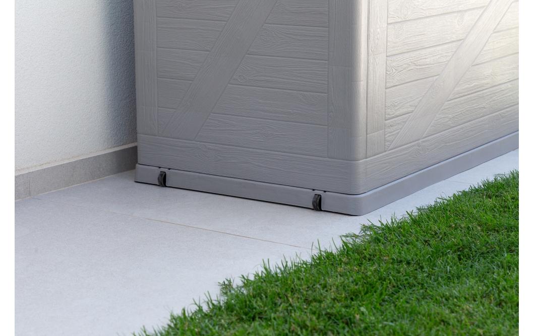 Gartenbox Wood 420 l Warmgrau<br>Multifunktionale Kissenbox