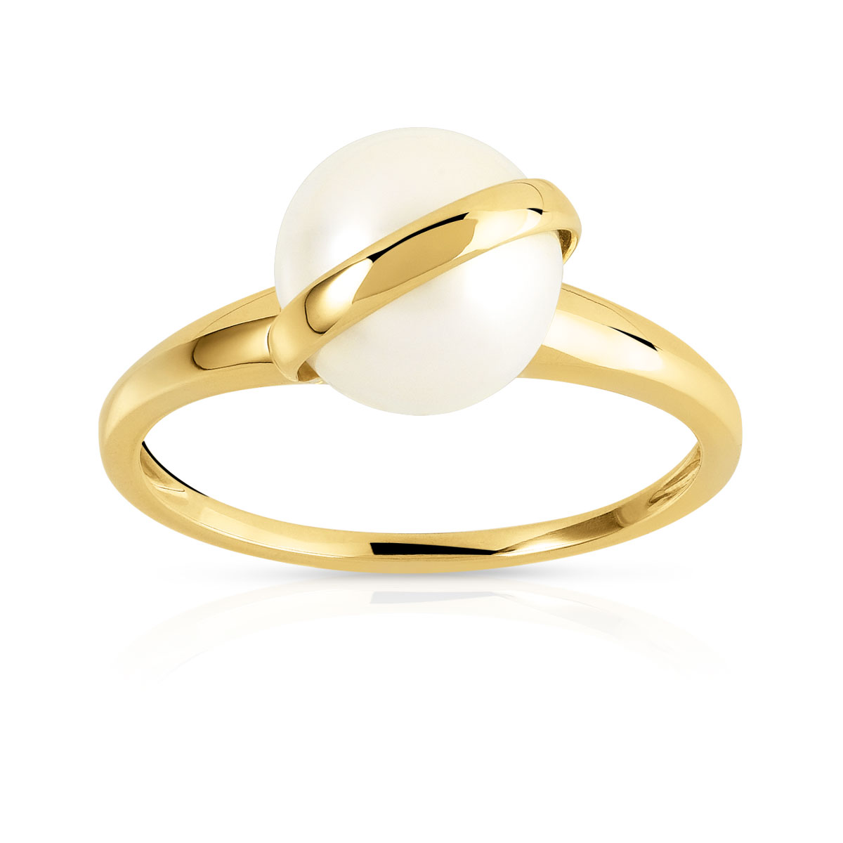 Bague or 375 jaune perle de culture de Chine