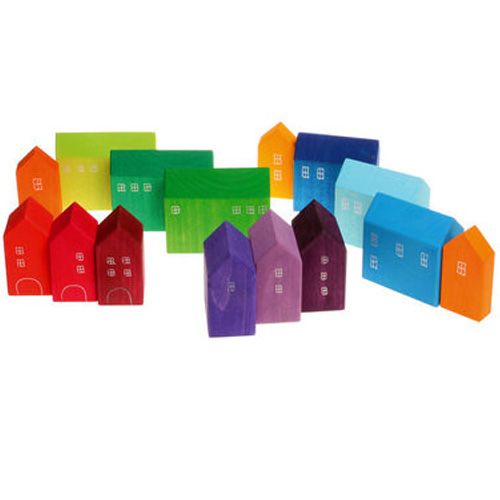 Grimm's stapelblokken kleine huisjes - 15 st