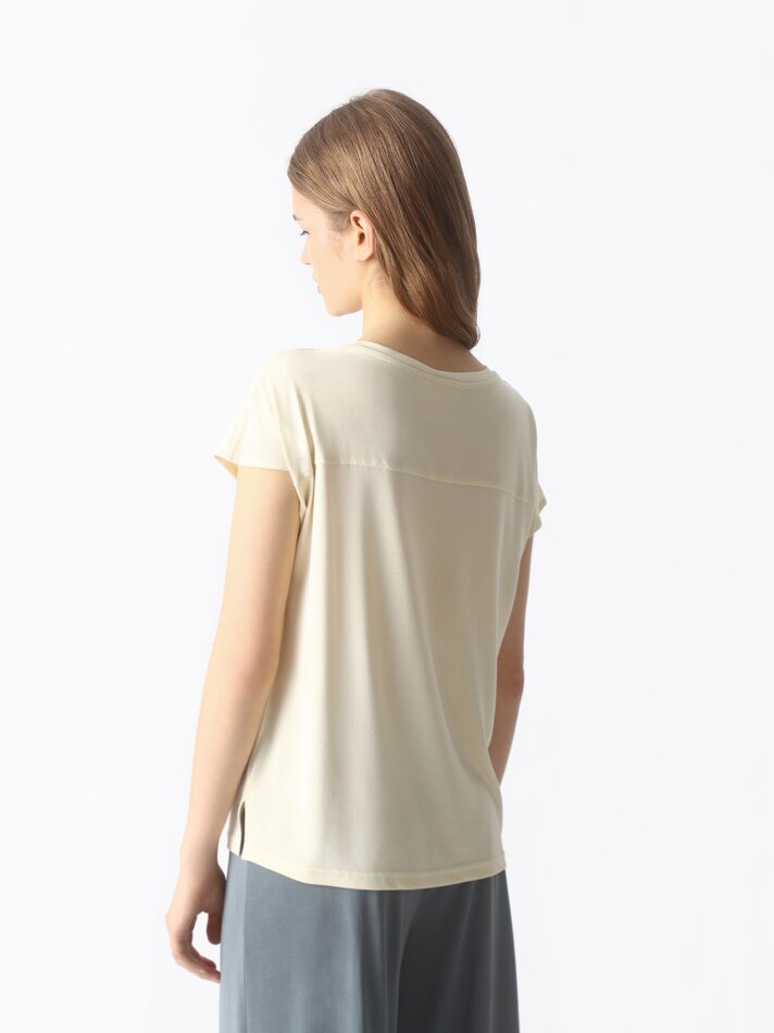 Camiseta fluida de manga curta - Amarelo Pastel