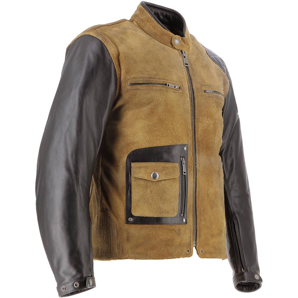 Helstons - Blouson Johnson Cuir Rag-Suede Camel / Noir
