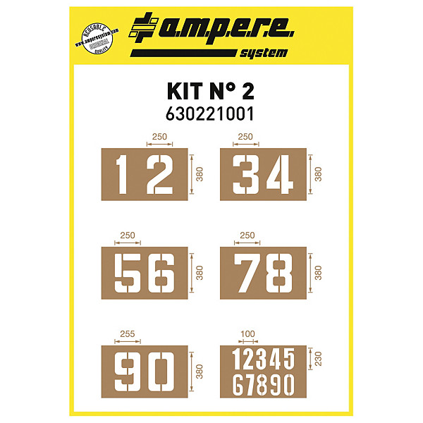 Pochoirs chiffres 0 à 9 Ampere, lot de 6
