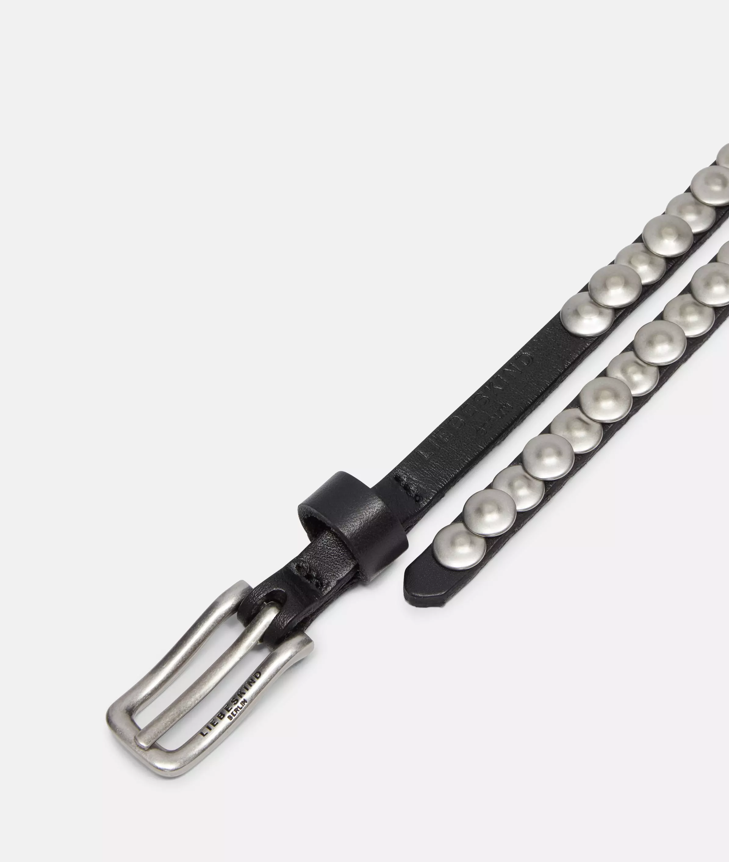 Belt Narrow studded belt made from cowhide leather