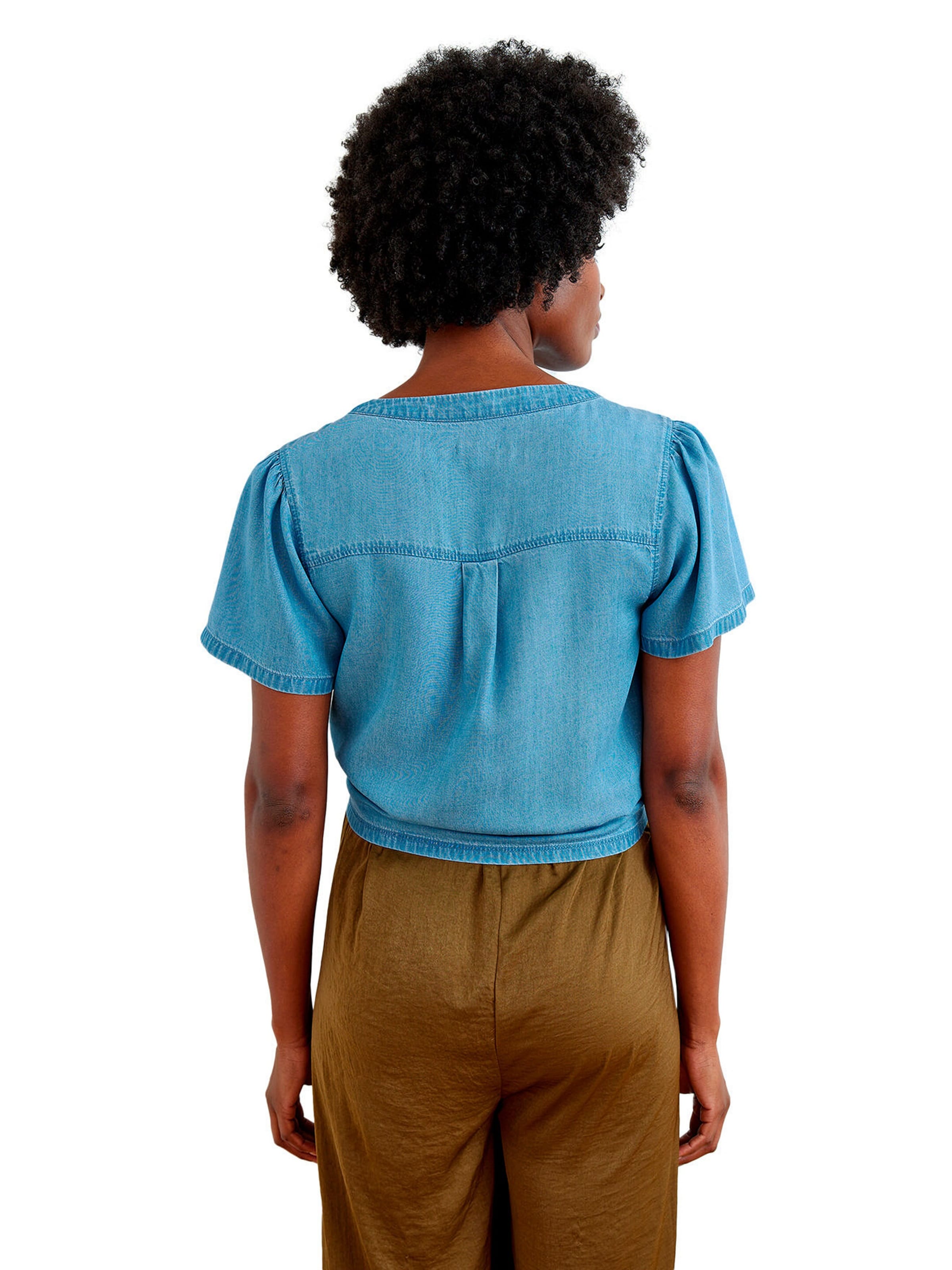 Vertbaudet Bluse für Schwangerschaft und Stillzeit aus Lyocell, Druckknopfverschluss blue stone