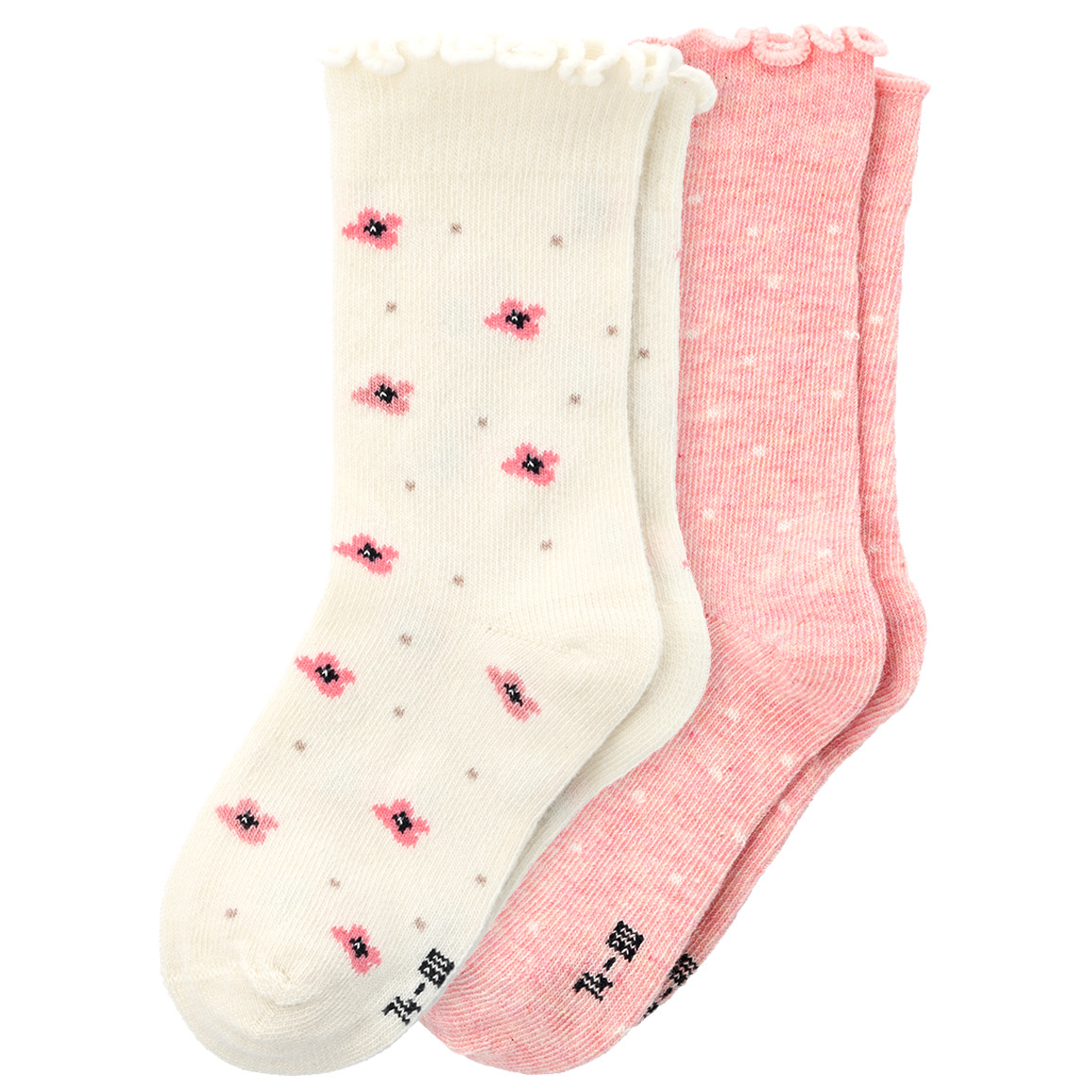 Topomini Pure Collection 2 Paar Baby Socken im Doppelpack weiss / rosa