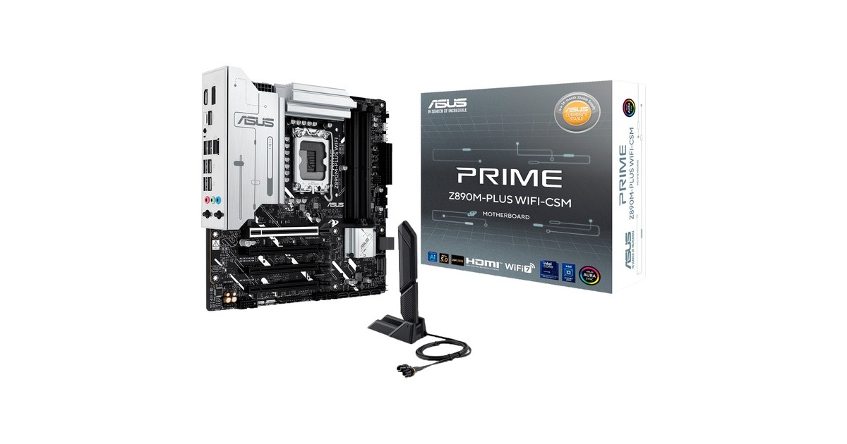 ASUSPRIME Z890M-PLUS WIFI socket 1851 moederbord  (RAID, 2.5Gb-LAN, Wi-Fi 7, BT, Sound, µATX)
